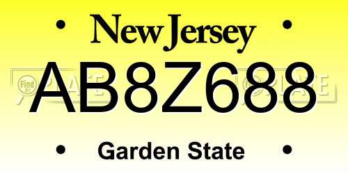 AB8Z688 New Jersey License Plate