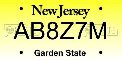 AB8Z7M New Jersey License Plate