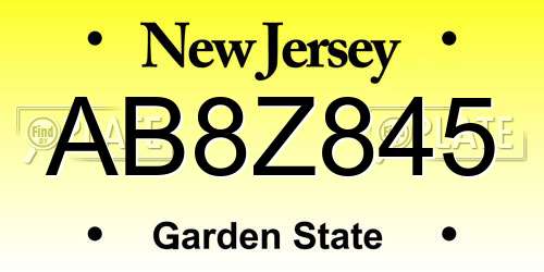 AB8Z845 New Jersey License Plate