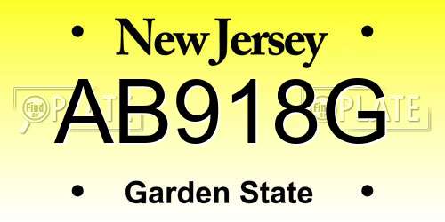 AB918G New Jersey License Plate