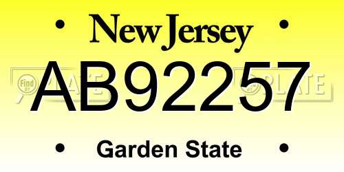 AB92257 New Jersey License Plate