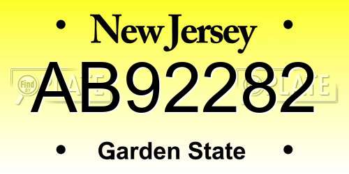 AB92282 New Jersey License Plate