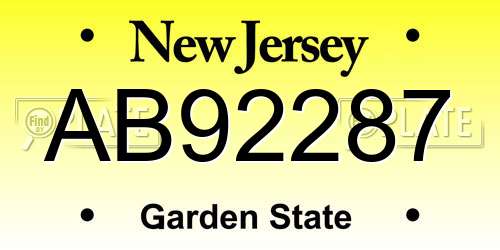 AB92287 New Jersey License Plate
