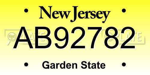 AB92782 New Jersey License Plate