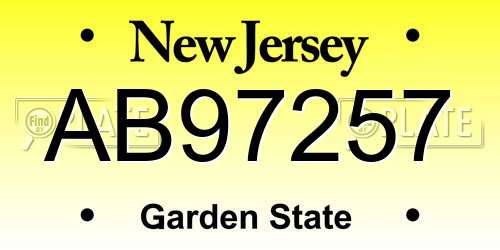 AB97257 New Jersey License Plate