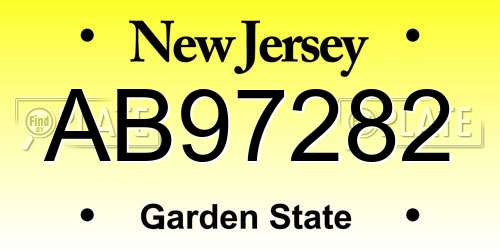 AB97282 New Jersey License Plate