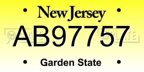 AB97757 New Jersey License Plate