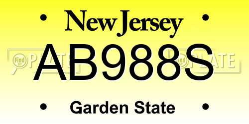 AB988S New Jersey License Plate