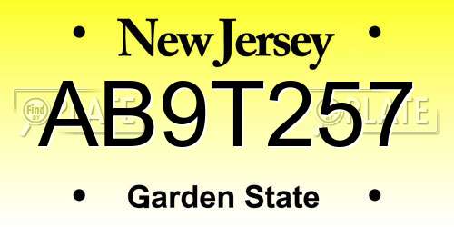 AB9T257 New Jersey License Plate