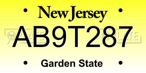 AB9T287 New Jersey License Plate