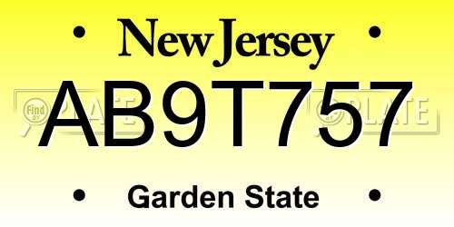 AB9T757 New Jersey License Plate