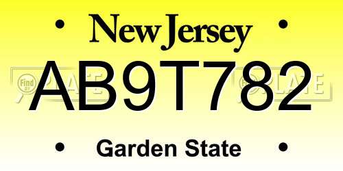 AB9T782 New Jersey License Plate
