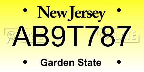AB9T787 New Jersey License Plate