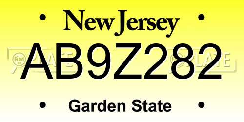 AB9Z282 New Jersey License Plate
