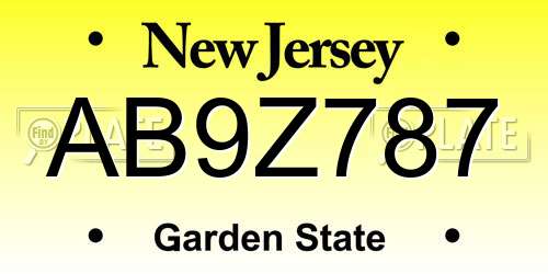 AB9Z787 New Jersey License Plate