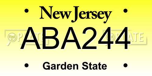 ABA244 New Jersey License Plate