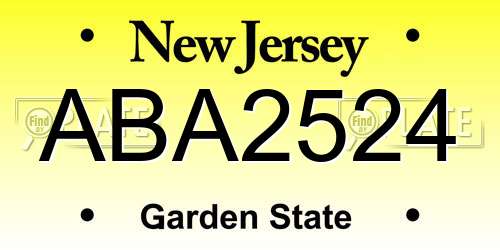 ABA2524 New Jersey License Plate