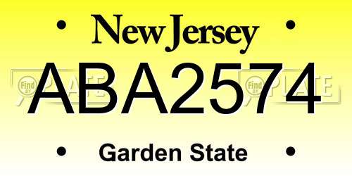 ABA2574 New Jersey License Plate