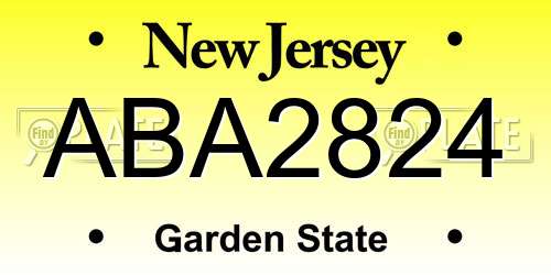 ABA2824 New Jersey License Plate