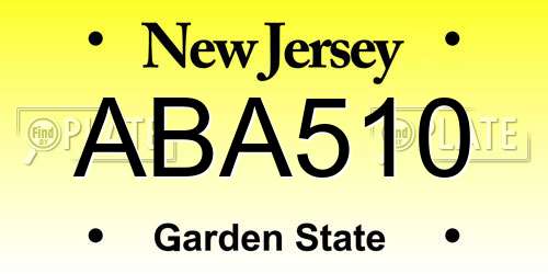 ABA510 New Jersey License Plate