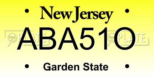 ABA51O New Jersey License Plate