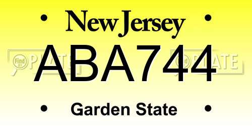 ABA744 New Jersey License Plate