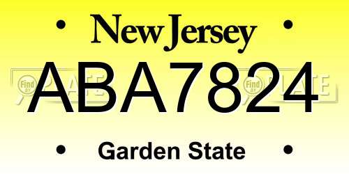 ABA7824 New Jersey License Plate