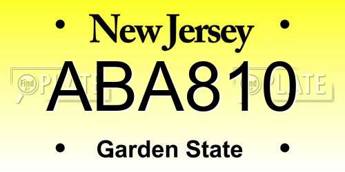ABA810 New Jersey License Plate