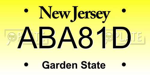 ABA81D New Jersey License Plate