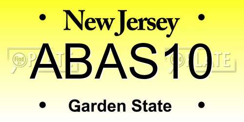 ABAS10 New Jersey License Plate