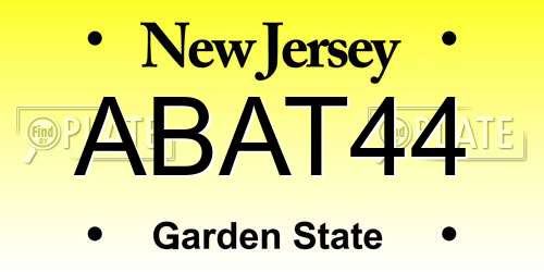 ABAT44 New Jersey License Plate