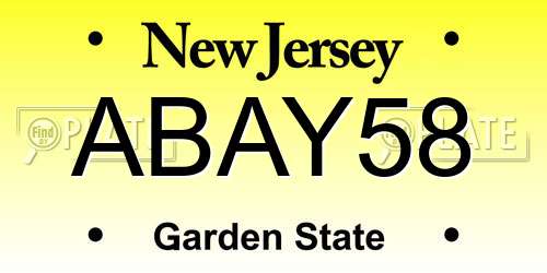 ABAY58 New Jersey License Plate