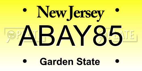 ABAY85 New Jersey License Plate