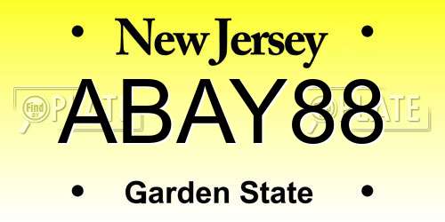 ABAY88 New Jersey License Plate