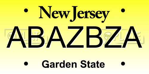 ABAZBZA New Jersey License Plate