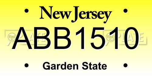 ABB1510 New Jersey License Plate