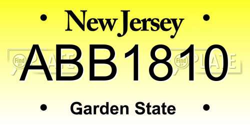 ABB1810 New Jersey License Plate