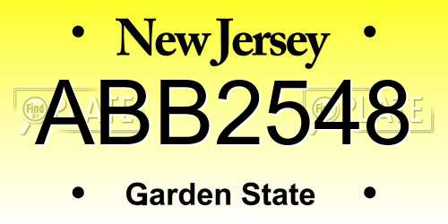 ABB2548 New Jersey License Plate