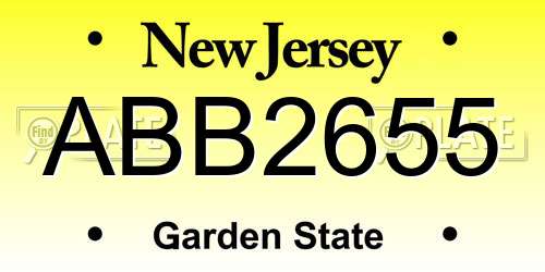 ABB2655 New Jersey License Plate