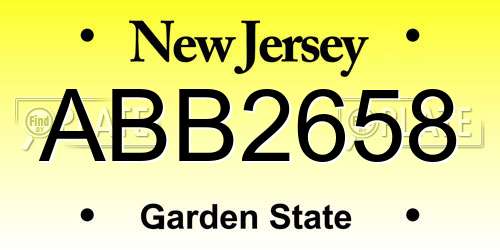 ABB2658 New Jersey License Plate