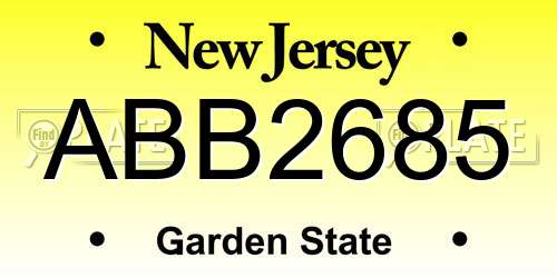 ABB2685 New Jersey License Plate