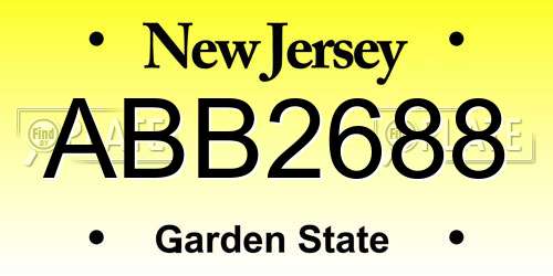 ABB2688 New Jersey License Plate