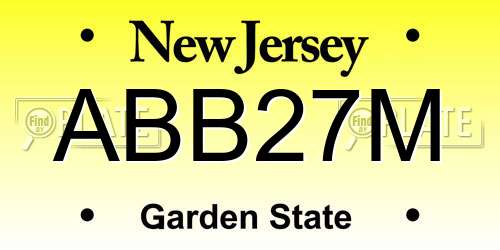 ABB27M New Jersey License Plate