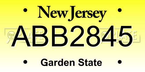 ABB2845 New Jersey License Plate