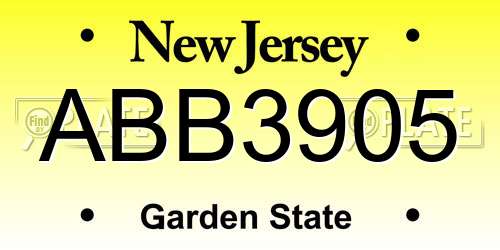 ABB3905 New Jersey License Plate