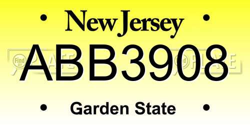 ABB3908 New Jersey License Plate