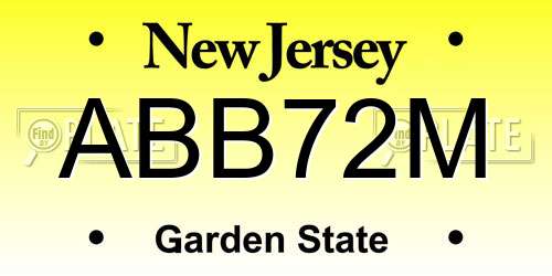 ABB72M New Jersey License Plate