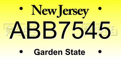 ABB7545 New Jersey License Plate