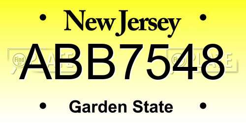 ABB7548 New Jersey License Plate