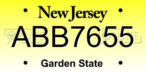 ABB7655 New Jersey License Plate